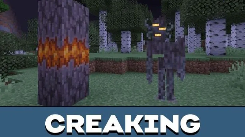 Đối phó với quái vật Creaking vào ban đêm trong Minecraft 1.21.51 APK